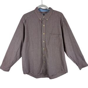 Farah 100% Cotton Red Blue White Checkered Long Sleeve Collared Button Up Size L